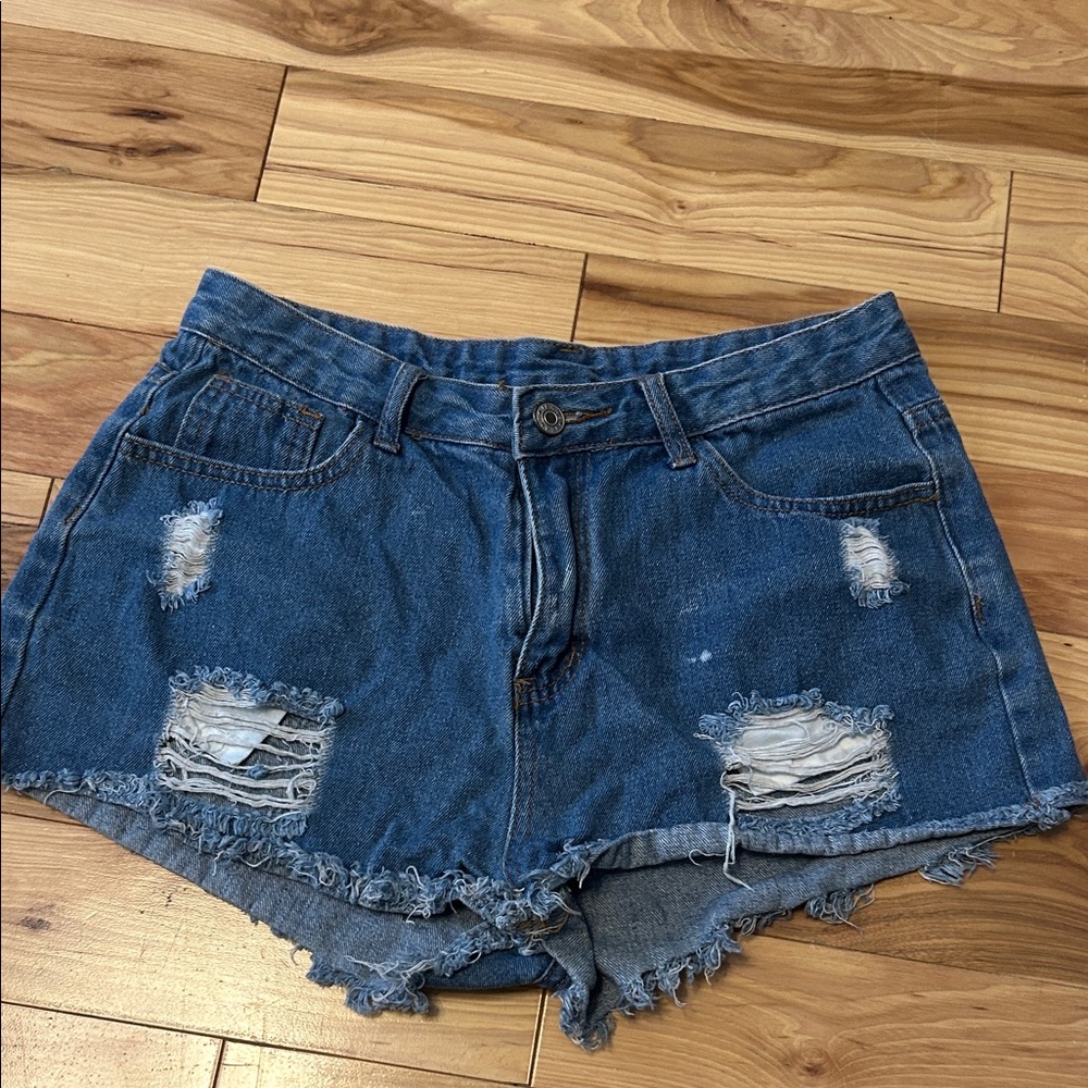 Forever 21 Blue Distressed Jean Shorts
